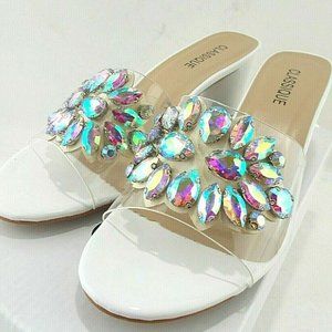 CLASSIQUE Women's peep toe sandals 2.5 in block heel size 8